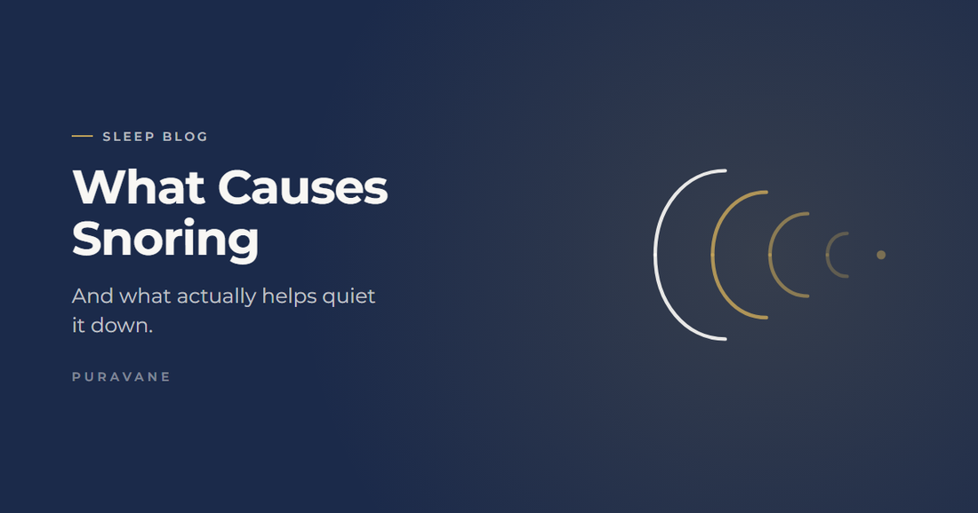 Illustration of snoring sound waves fading to quiet — What Causes Snoring, and What Actually Helps