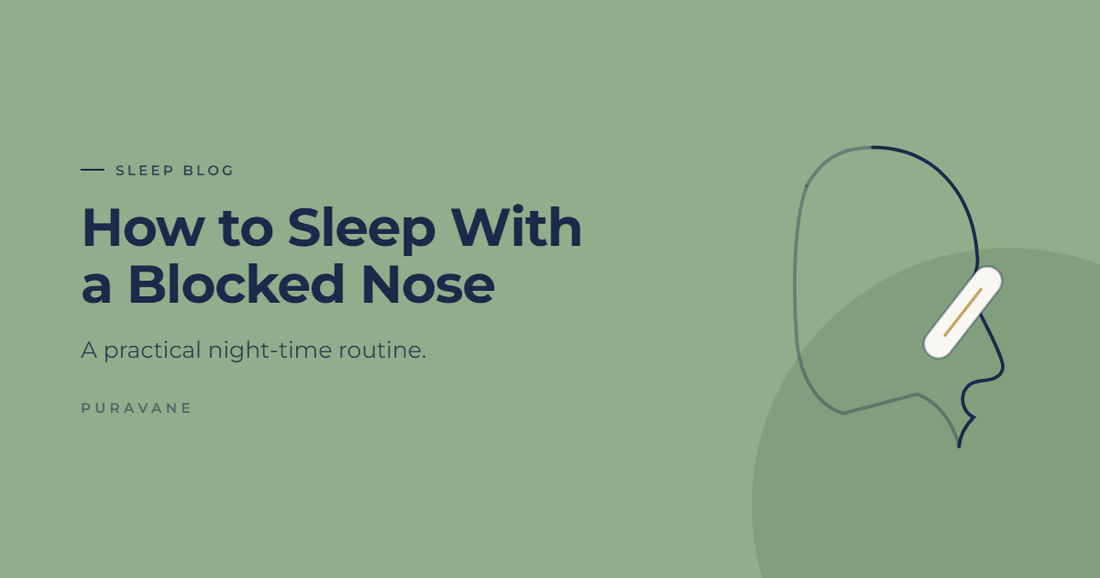 Illustration of a face in profile wearing a nasal strip — How to Sleep With a Blocked Nose: A Practical Night-Time Routine